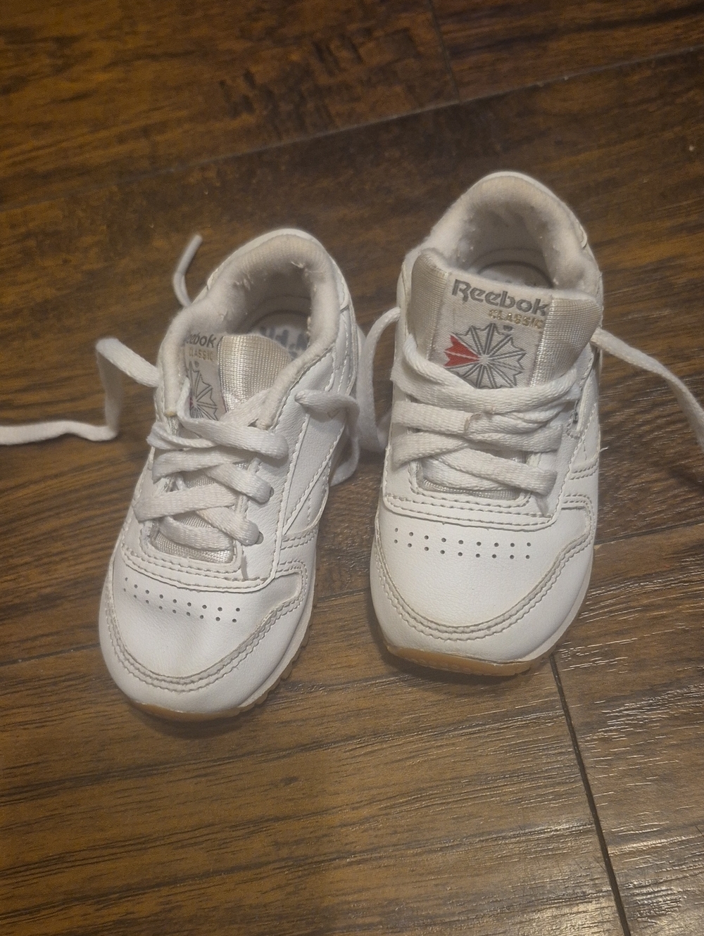 Reebok White Kids Lace-Up Sneakers with Red Accent
